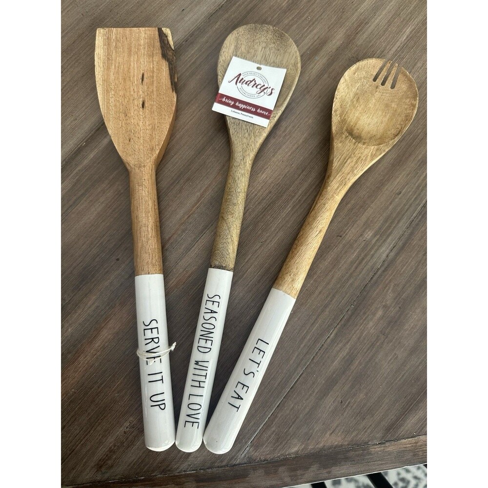 Audrey’s Wooden Spoons and Spatulas Set of 3 Kitchen Cooking Utensils New Gift